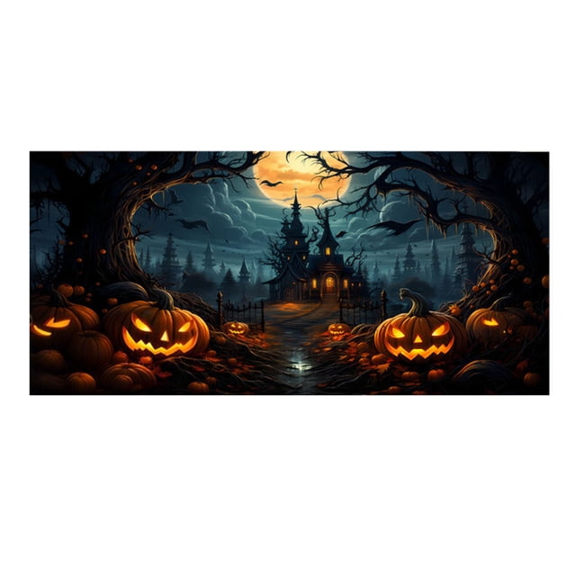 TIELUTT Halloween Garage Door Decorations Cover Banner Halloween Background for Photo Party Wall Star Flag Triangular Flag Boxes Flag Manga 5 Table Runners 72 Inches Long Indoor Banner Happy Birthday