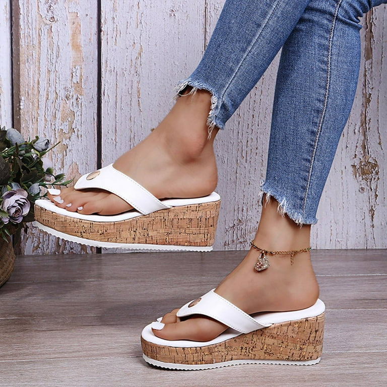 GERsome Women's Summer Beach Casual Thong Shoes Platform Sandals