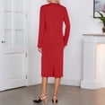 thumbnail image 4 of Women's 2 Piece Midi Skirt Sets Business Casual Outfits Long Sleeve Cardigan Matching Dressy Suits Red S, 4 of 6