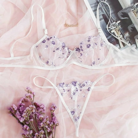 

Women s Exotic Lingerie Sets Flowers Embroidery Bralette Underwear Bra Bustier Lingerie Thong
