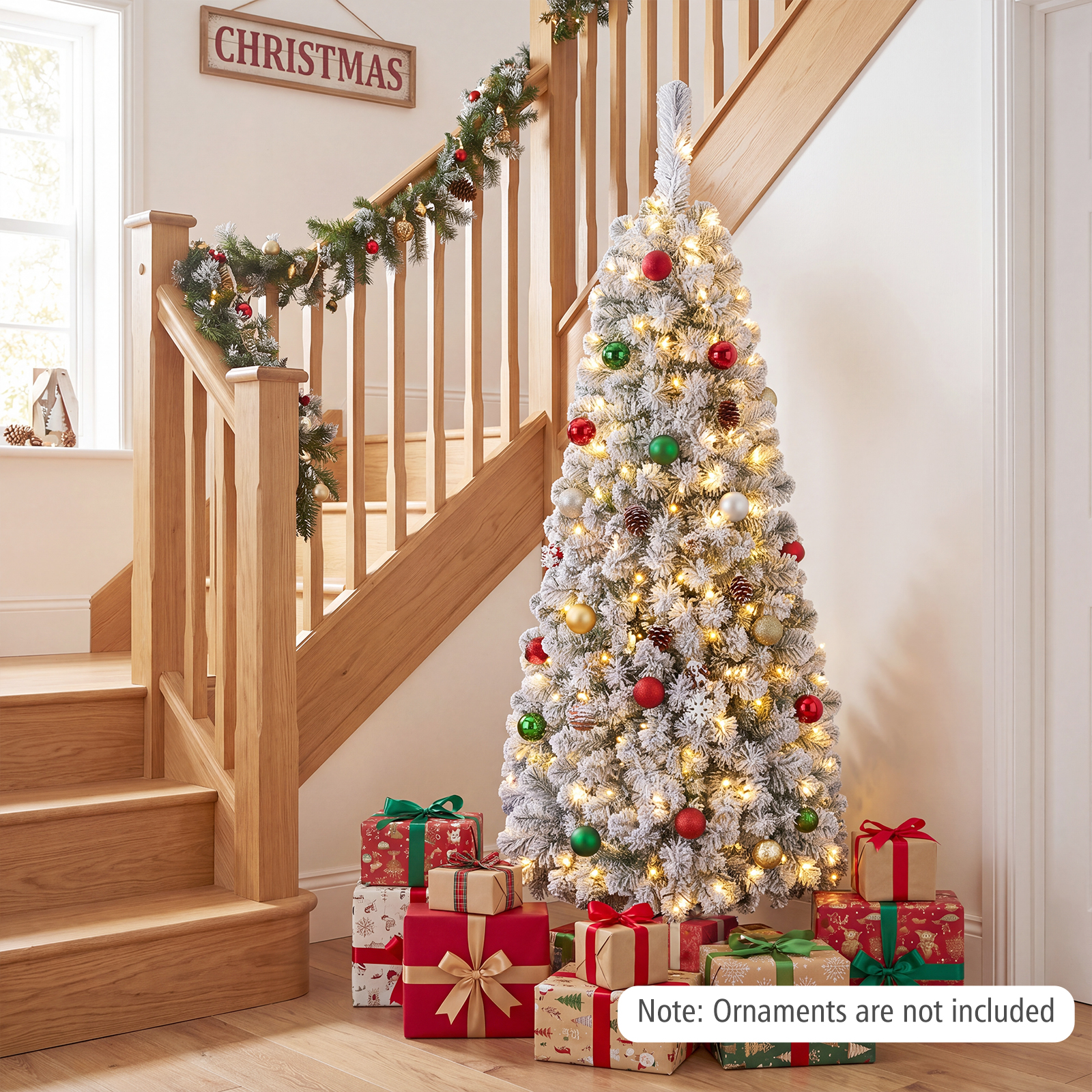 Costway 4.5' Pre-Lit Snow Flocked Pencil Christmas Tree photo 4