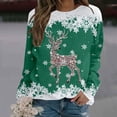 thumbnail image 2 of Wxolcjlv Womens Reindeer Snowflake Graphic Sweatshirts Long Sleeve Crew Neck Ribbed Knit Tops, 2 of 4