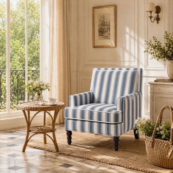 Jivora 27.17" Upholstered Accent Chair, Vintage Armchair with Solid Wood Legs for Living Room, Bedroom, Office