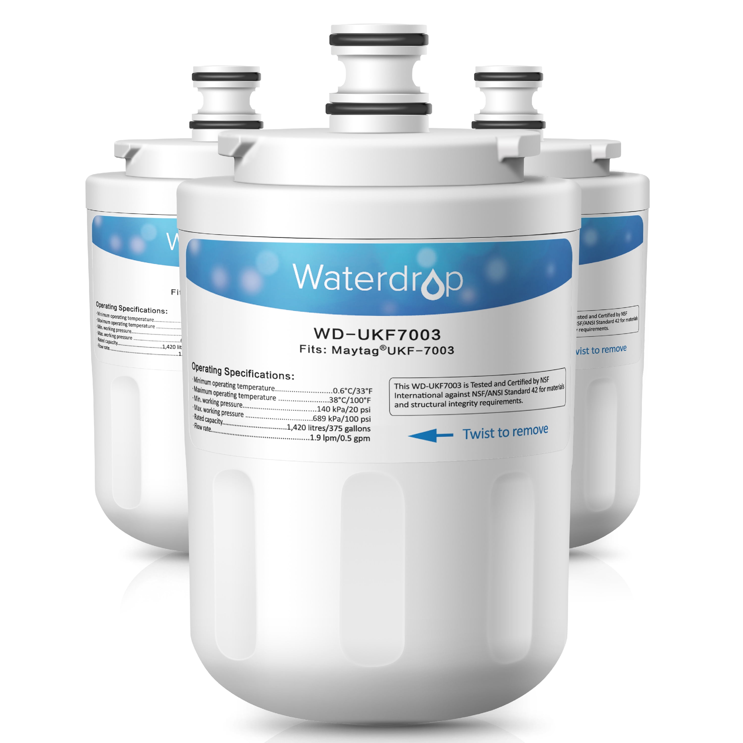 6 Waterdrop Fridge Filter Replacement for Maytag UKF7003 UKF7003/1 EDR7D1 