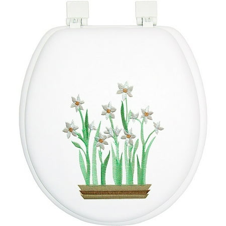 Paper Whites Embroidered Soft Toilet Seat