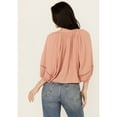 thumbnail image 4 of Cleo + Wolf Women's Brie Crochet Trim Long Sleeve Shirt - CLSU24W89-PCH   US, 4 of 4