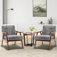 thumbnail image 2 of ENYOPRO Accent Chair, Upholstered Comfy Single Sofa with Wood Feet, Mid Century Armchair for Bedroom, Living Room, Modern Comfy Reading Chair, Gray, 2 of 7