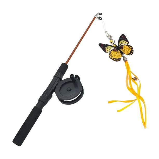 Varita de juguete para gatos, juguete interactivo para gatos, regalos para gatitos, decoración de mariposas Amarillo Yuyangstore Juguetes para gatos