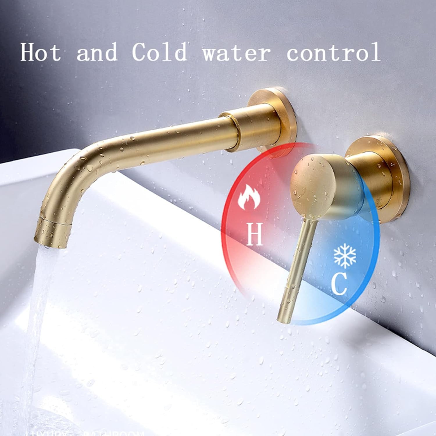 Wall Mounted Bathroom Faucet Antique, Solid Brass, 360 Swivel Spout Sink Faucet, 2-Hole Single Handle Bathroom Sink Faucets, Split
