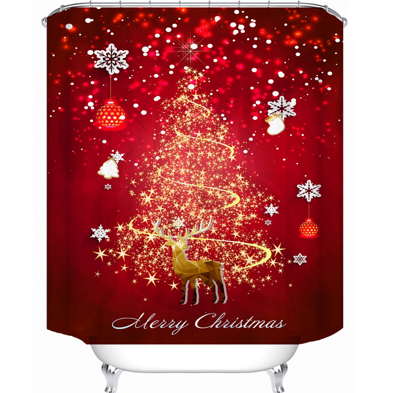 aoksee Christmas Decorations Christmas Shower Curtain Printing