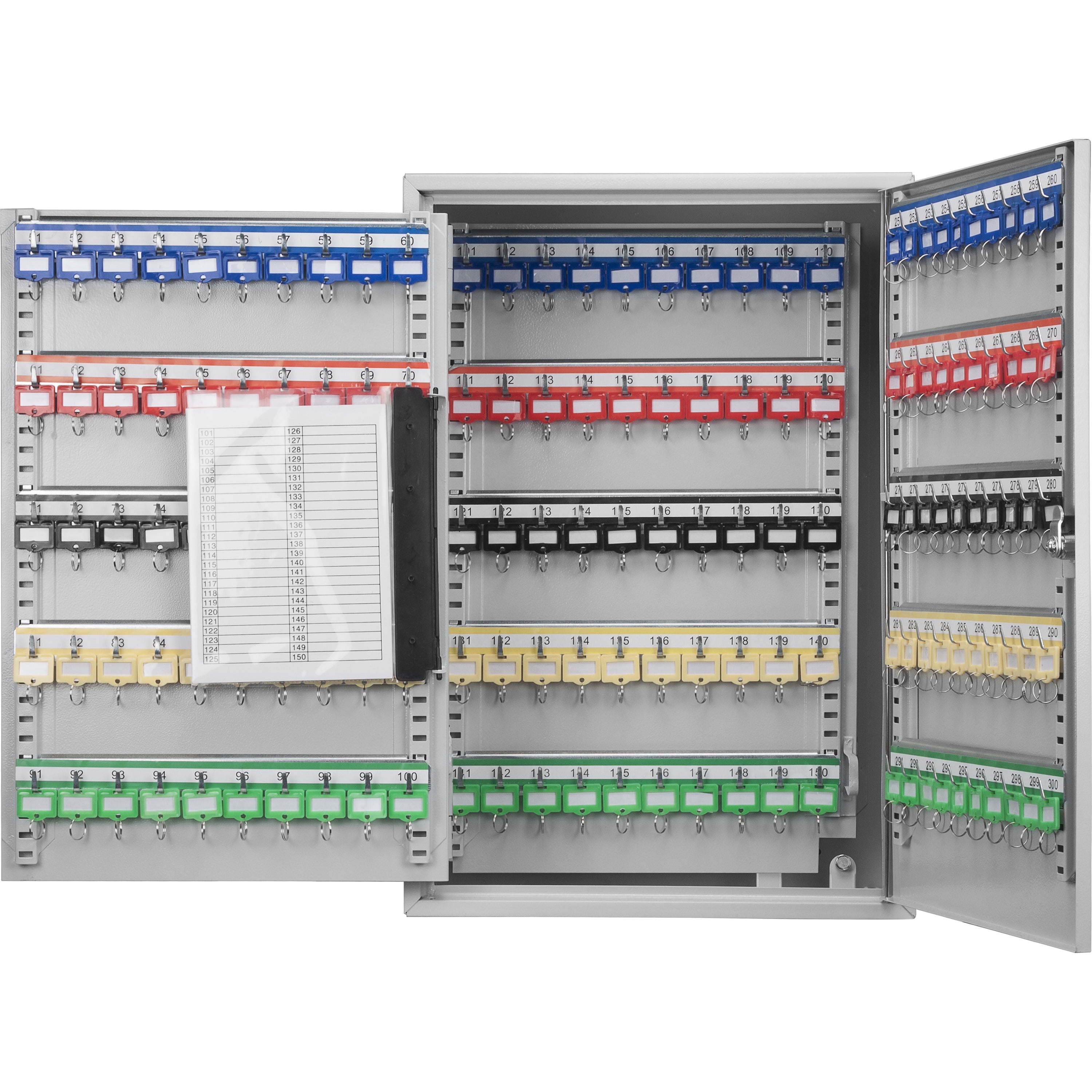 E-Western 300 Key Adjustable Steel Key Lock Cabinet with Wall Mount and Colorful Tags for Secure Key Management