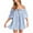 Blue, variant on ABATAB Flowy Rompers for Women off Shoulder Short Sleeve Wide Leg Loose Fit Jumpsuit Trendy Ruched Summer Beach Vacation Jumpsuit