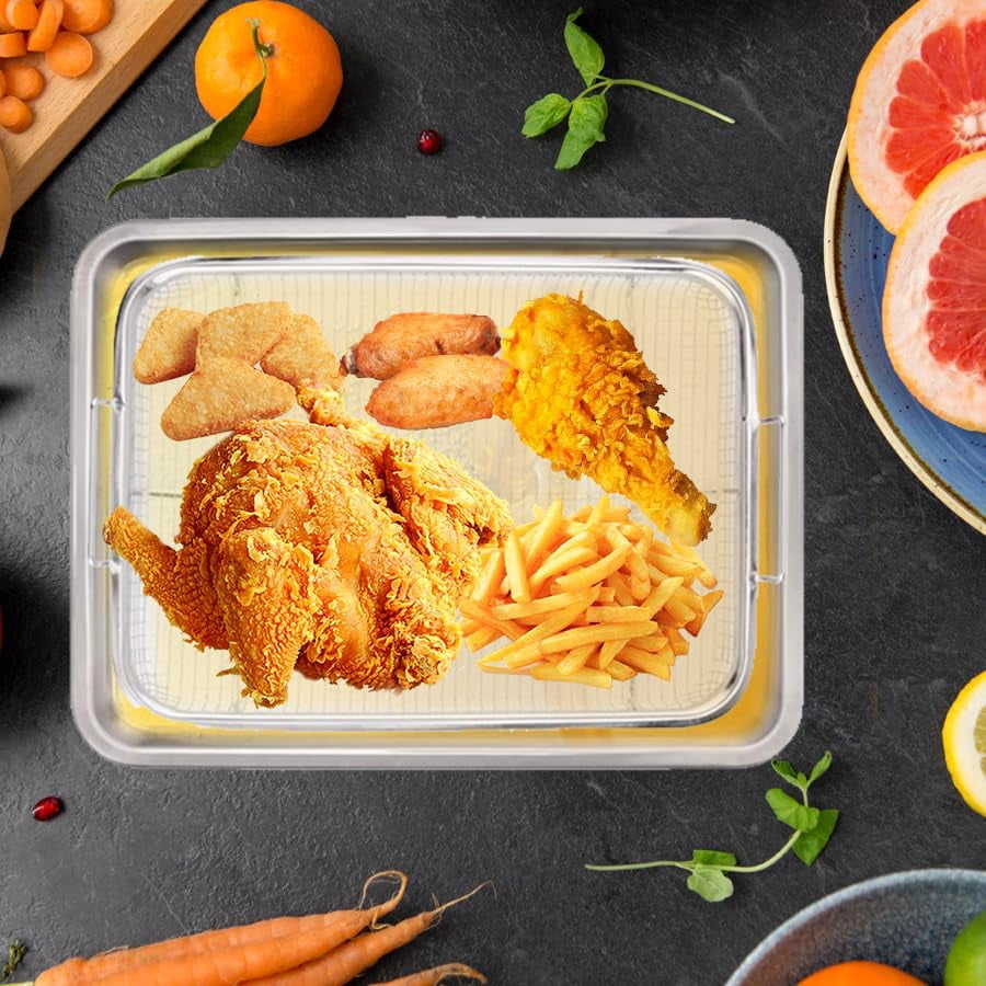 SOFTGAS Air Fryer Basket for Oven, 15.7 * 12'' Non-stick Steel Mesh Grill Basket Air Fryer Baking Tray Accessories Rack Roasting Basket for Convection Oven with Air Fryer, Dishwasher Safe