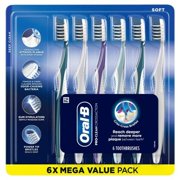 Oral-B Pro Health Crossaction All In One Soft Toothbrushes, Deep Plaque Fighter, Rounded Bristles Gentle On Teeth, Tongue And Cheek Cleaner, Gum Stimulators, 6 Count, Tooth Brush - Pack of 2