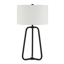 Evelyn&Zoe 25" Mid-Century Modern Metal Table Lamp with White Drum Linen Shade