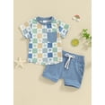 thumbnail image 2 of vera natura Toddler Boys Summer Outfits Beach Style Shark/Tree Print Short Sleeve T-Shirts Tops and Shorts 2Pcs Clothes Set, 2 of 9