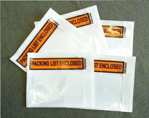 5.5 x 10 Packing List Enclosed Back Side Loading Envelopes Pouches Panel Face 1000 Pcs