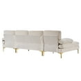 thumbnail image 5 of 113" Large Convertible Sectional Sofa Couch with Double Chaises, U-Shaped 4 Seat Modular Sofa with Golden Metal Legs & Armrest Pillows for Living Room, Apartment and Office, White, 5 of 7