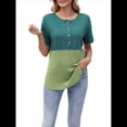 thumbnail image 2 of Blusas de Corta con Cuello Redondo y Botones para Mujer, y Verano 2025 Verde M, 2 of 10