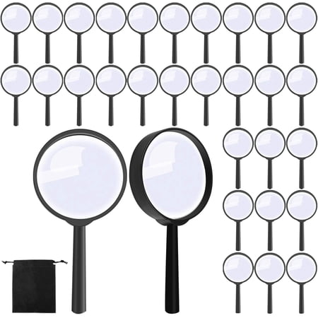 48 Pack Handheld Magnifier Plastic Magnifying Glass for Reading Jewelry Home Office Desk Accessories with Storage Bag