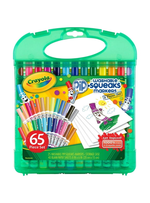 Crayola Pip Squeaks 25 Washable Markers Set with Paper, Holiday Gift for Kids, Stocking Stuffer, Ages 4+