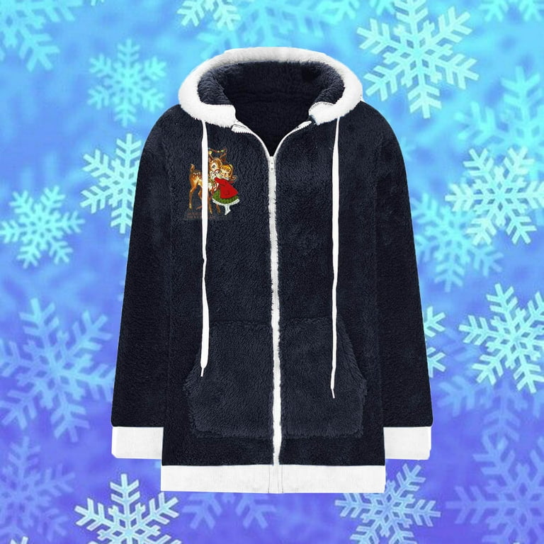 ZZwxWA Womens Winter Jacket Holiday Gifts Casual Ladies Spring Cozy Zipper Baggy Fit Cute Winter Teen Girls Coat Trendy Print Warm Jackets Thick