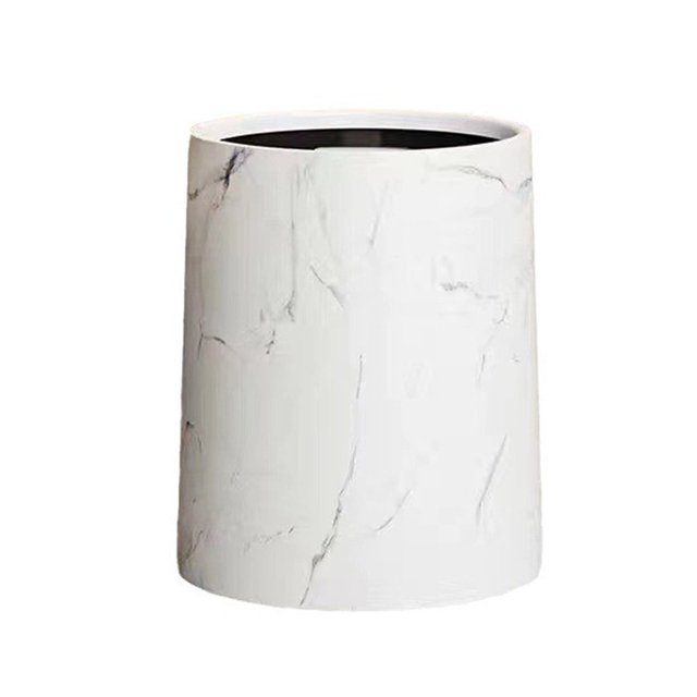 Fdksdf - Cubo de basura de doble capa de imitación de mármol, para uso doméstico, de gran tamaño, para oficina, sala de estar, dormitorio y baño.