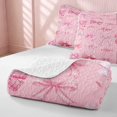 thumbnail image 4 of Erosebridal Soft Satin Bow Ribbon Quilt King for Girls, Romantic Floral Print King Coverlet Set, 3-Piece 1 Bedspread and 2 Pillowcases, 4 of 7