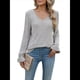thumbnail image 1 of Blusas de Larga para Mujer, Holgadas, Elegantes, con Encaje y Cuello en V, Informales y Modernas para Usar con Leggings, Moda de Otoño Gris M, 1 of 10