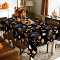 thumbnail image 2 of Halloween Pumpkins Tablecloth Waterproof, Boo Bats Black Table Cloth Rectangle Stain Resistant, Washable Table Cover for Home Kitchen Dining Party Decoration (60×84 inch), 2 of 6