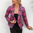 thumbnail image 1 of Puntoco Mujer Check Impreso Slim Lapel Blazer Blazer Coat tops Blusa Puntoco Puntoco-7154, 1 of 7