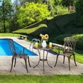 thumbnail image 6 of 3-Piece Patio Bistro Set Cast Aluminum Patio Furniture Set with Umbrella Hole,Bronze, 6 of 6