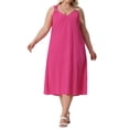 thumbnail image 2 of DARING DIVA Plus Size Summer V Neck Sleeveless Beach Dress 4X Hot Pink, 2 of 6