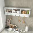 thumbnail image 3 of Gzxs 38.58" Contemporary Wall Mounted Coat Rack with 3 Compartments and 4 Hooks, Ideal for Hallway or Entryway Storage Solution, White, 3 of 9