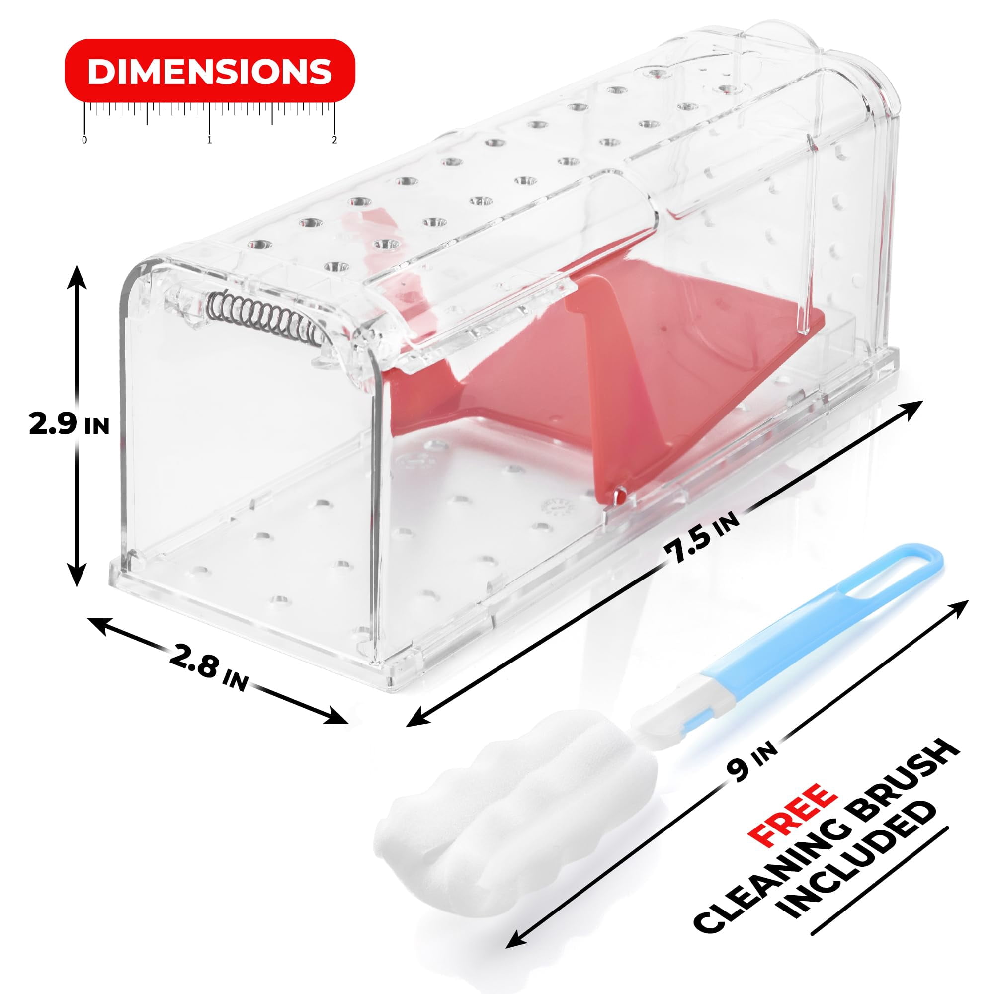 Humane Mouse Pack Of 4 - No Live Traps Indoor For Home Use Reusable Rodent House  Safe & Effective Rat Outdoor Mice Control With Cleaning Brush