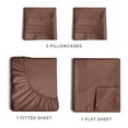 thumbnail image 3 of CGK Linens 4-Piece Ultra Soft & Comfy Hotel Luxury Sheet Set - Full Size Cooling Bed Sheet Fits 8"-16" Mattresses, Brown, 3 of 7