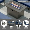 thumbnail image 6 of Gotland 8 Seats Outdoor Metal Patio Furniture Set with 55,000 BTU Gas Fire Pit Table w/Glass Wind Guard Patio Conversation Sectional Sofa Sets-Navy, 6 of 7