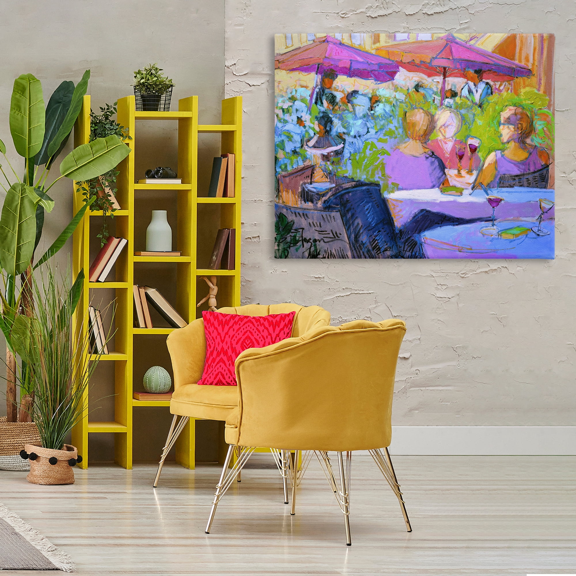 Stupell Industries Women Dining Abstraction People Painting Wrapped Canvas Art Print Wall Art, 48 x 36