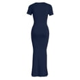 thumbnail image 5 of Wdgfv Women's Basic Summer Casual Lounge Long Dress Elegant Short Sleeve Crew Neck Bodycon Maxi Dresses, 5 of 5