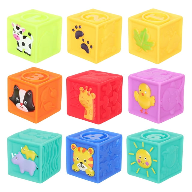 FELTECHELECTR 9 piezas de bloques de construcción de juguete para bebés, juego de bloques de construcción, juguete educativo temprano