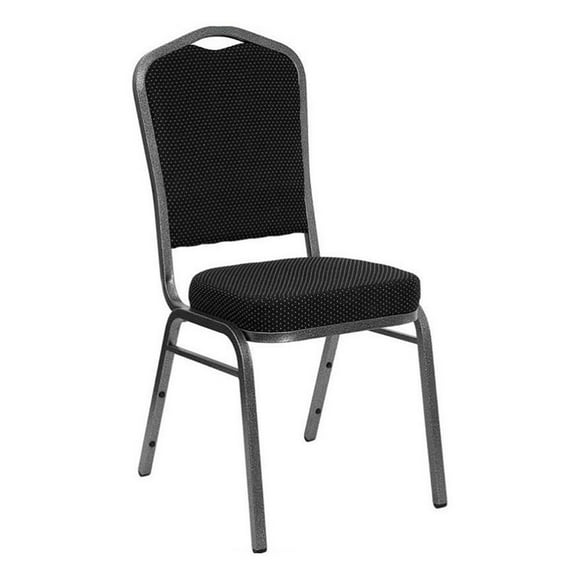 Bowery Hill Chaise Empilable de Banquet à Dossier Couronne en Tissu/métal, Argent/noir