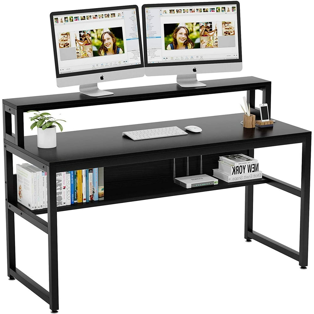 Tribesigns Computer Desk with Shelves, 55 Inches Office Writing Desk