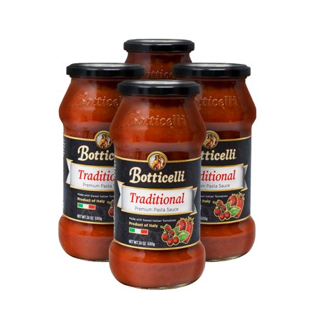 Botticelli Premium Traditional Pasta Sauce for Low Carb Spaghetti Sauce, Pizza, Dip, Meat & Soup - Italian Tomato Sauce Pasta Made with Sweet Authentic Italian Tomatoes, 4 Count