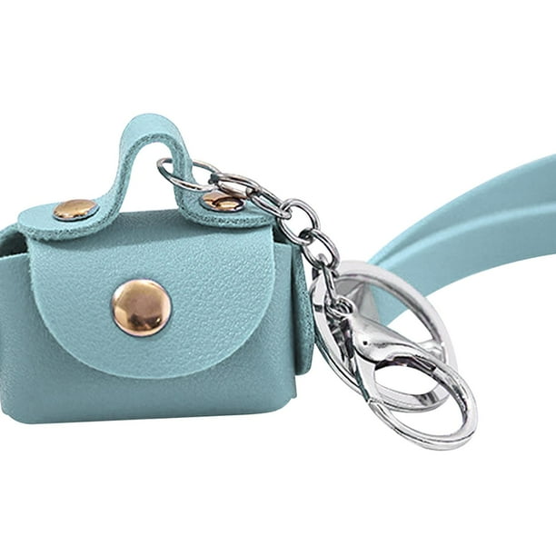 Monedero Pequeño De Piel Ecológica Para Mujer, Cadena De Color Azul Diseno De Tela Lisa