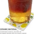 thumbnail image 4 of GZHJMY Square Drink Coasters, 4 Pcs Summer Lemon Fruit with Flowers Leaves Absorbent Ceramic Coffee Coasters for Drinks with Cork Base Housewarming Gift for Home Decor, 4 of 6