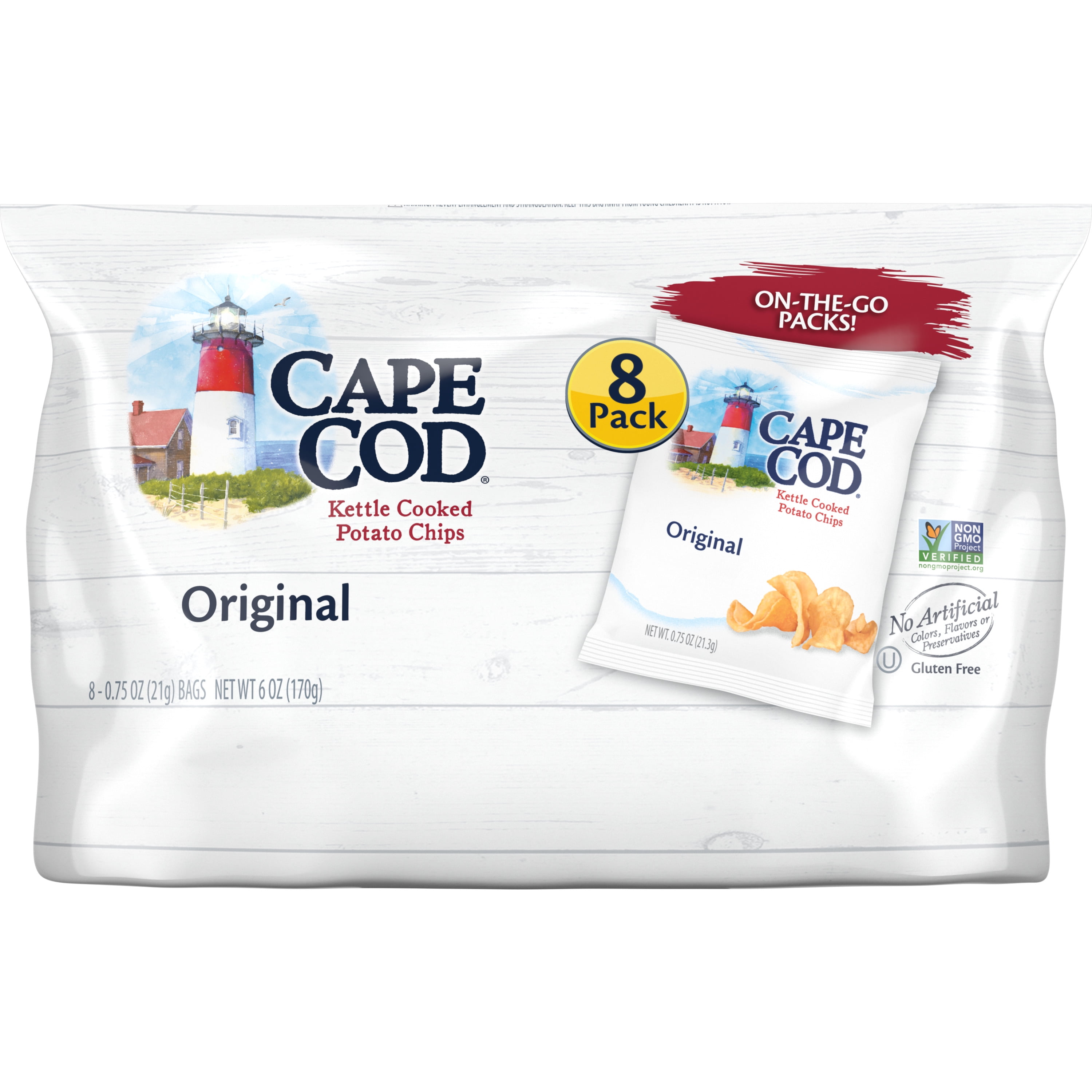 Cape Cod Original Kettle Cooked Potato Chips, SingleServe Multipack 8
