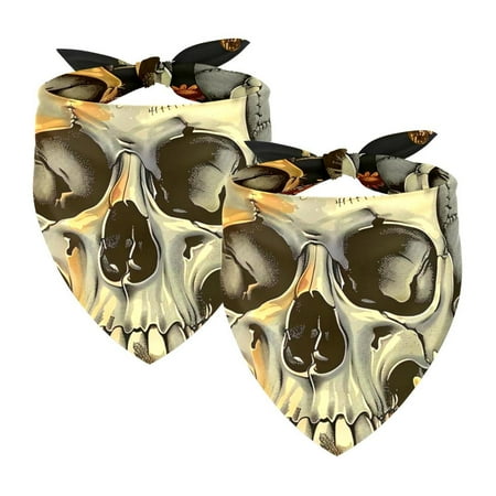 PhooArto Mushroom Sunflower Skull Dog Bandanas 2 Pack Soft Washable Pet Scarf Triangle for Large Dogs Puppies and Cats