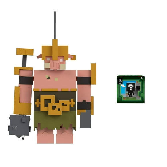 Minecraft Bundle - Minecraft Legends Portal Guard 3.25-in Action Figure and Mob Head Minis Figure (Characters May Vary)