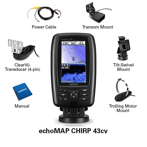 Garmin Echomap Chirp 43cv Echomap Chirp 43Cv, Us Lakes, W/Xdcr - Walmart.com