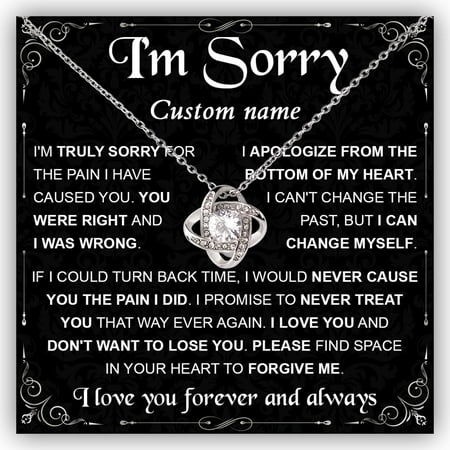 I'M Sorry Necklace For Her, Im Sorry For Hurting You, Forgive Me Her, I Love You I'M Sorry Necklace, Apologize Necklace For Wife Girlfriend Soulmate#1232, White Love Knot Necklace